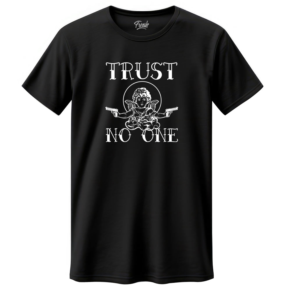 T-Shirt Frensh Noir Unisexe manches courtes | Coupe Regulière | Angel Trust No One