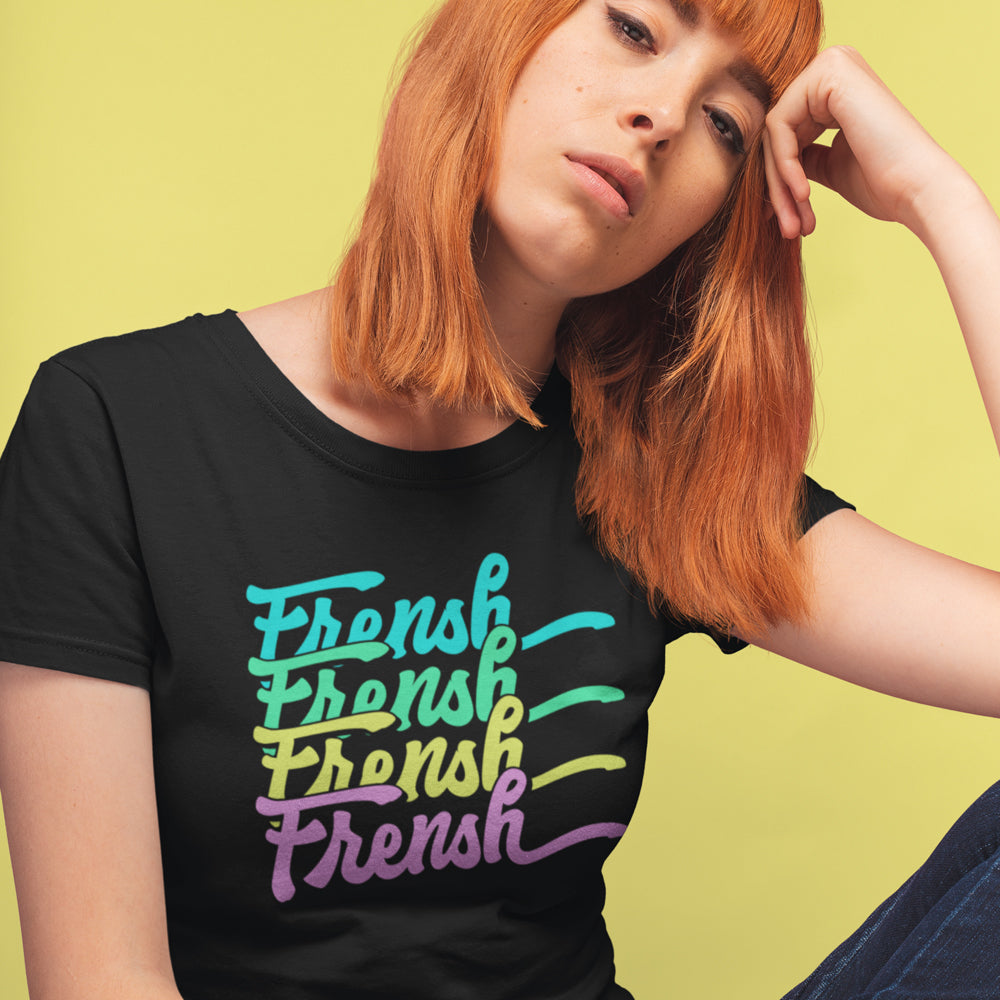 T-Shirt Frensh Noir manches courtes | Coupe Regulière | Logos colors variation