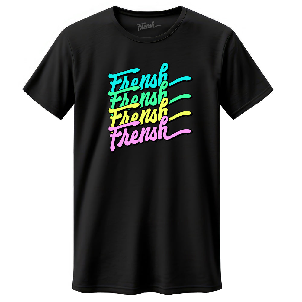 T-Shirt Frensh Noir manches courtes | Coupe Regulière | Logos colors variation