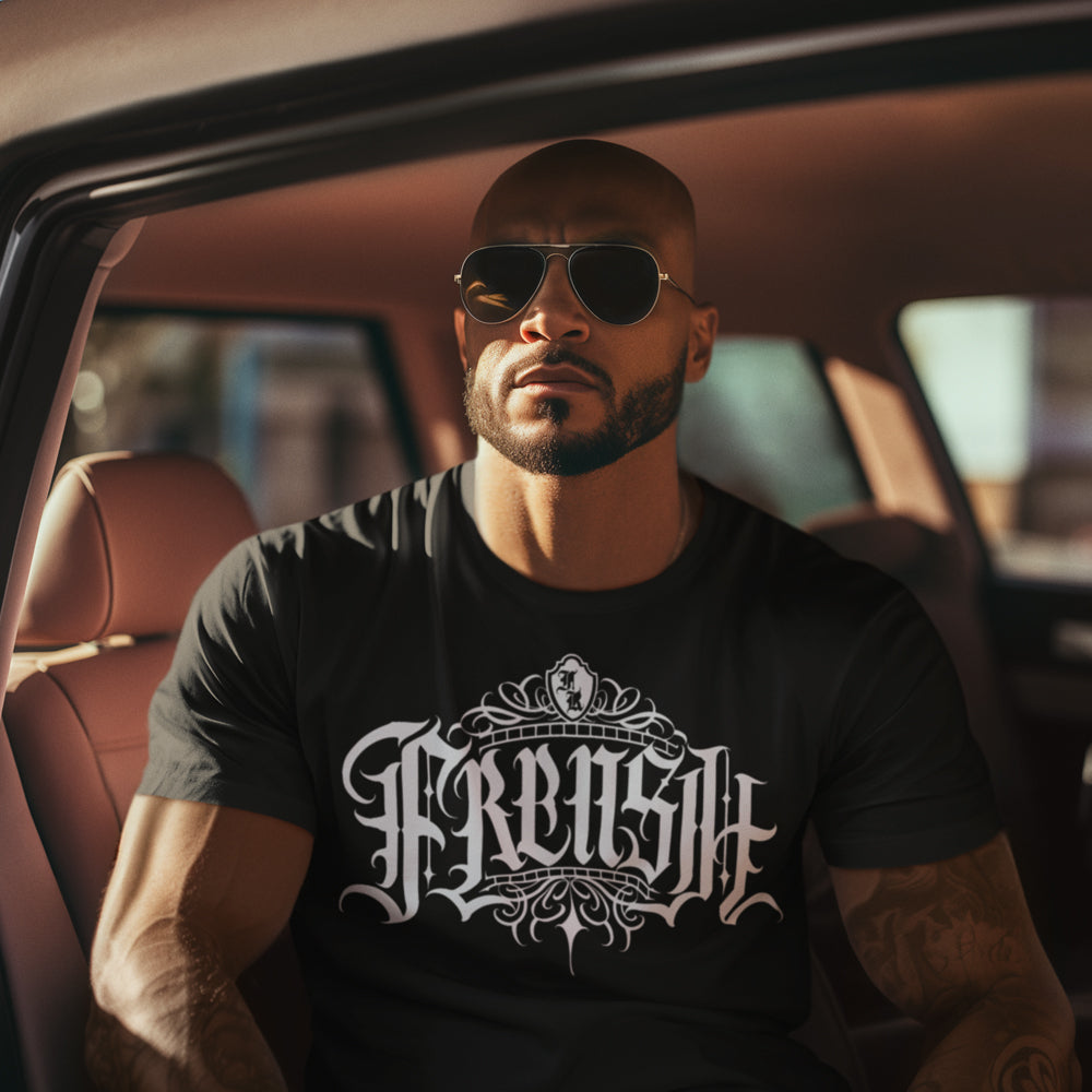 T-Shirt Frensh Noir Unisexe manches courtes | Coupe Regulière | Logo Classic Tattoo